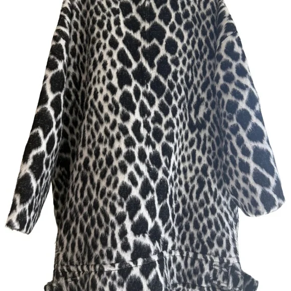 Banana Republic Black and White Animal Print Cocoon moto Jacket size XL - Picture 4 of 11